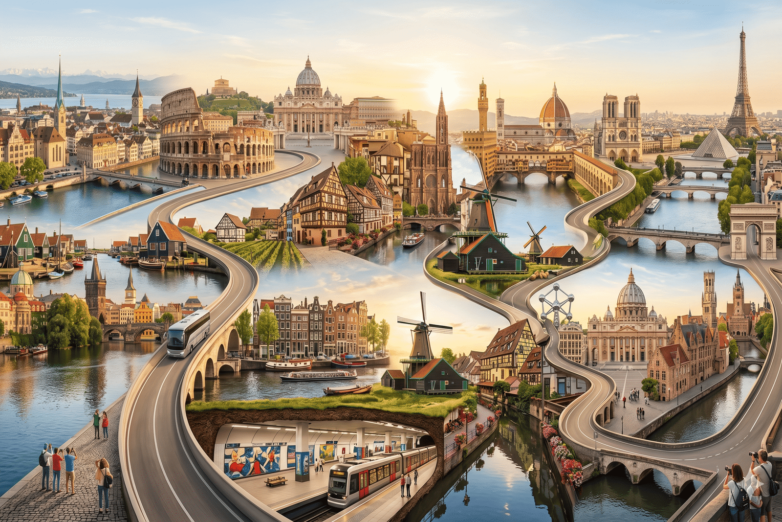 Avrupa Turu Rotası  (Zürih - Roma - Volendam - Rıquewıhr - Strazbourg - Amsterdam - Floransa - Colmar - Brüksel - Zaanse Schans - Vatikan - Brugge - Paris)